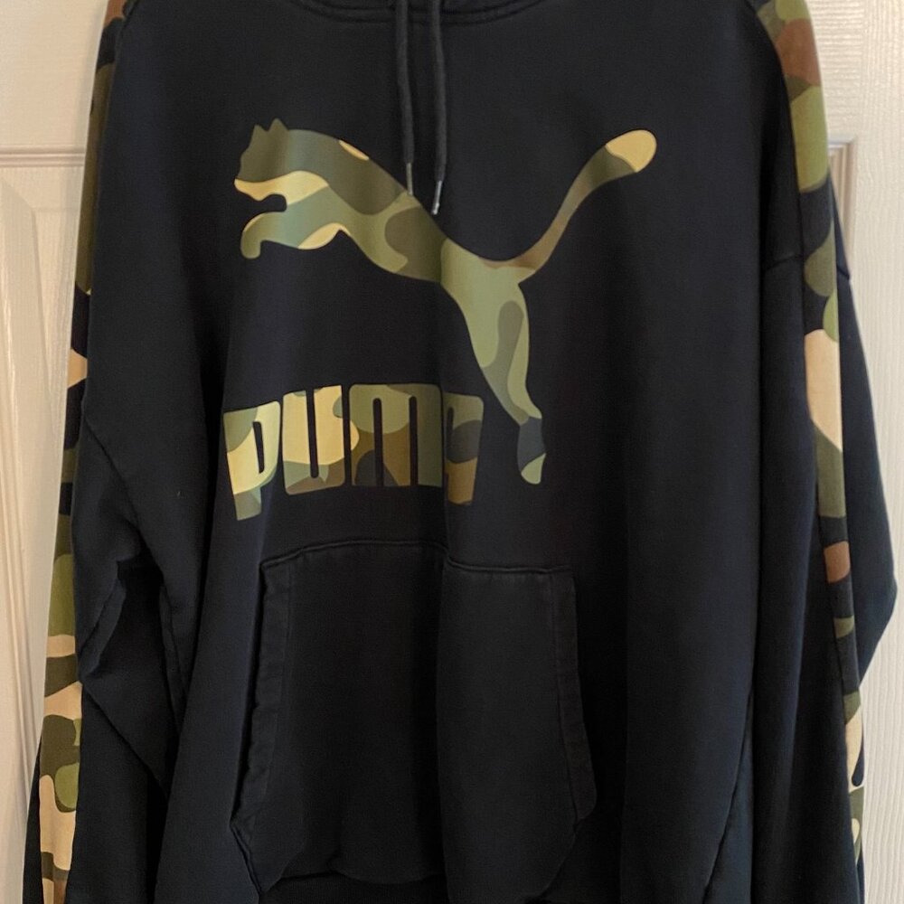 Puma hoodie men's XL hooded sweatshirt black camo